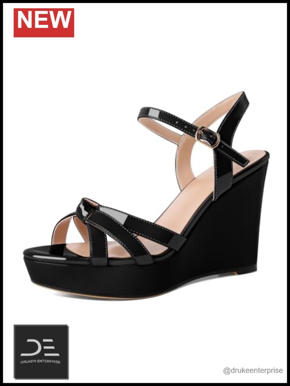 Womens Wedge Heels Open Toe Ankle Strap Platform Sandals 4 Inch